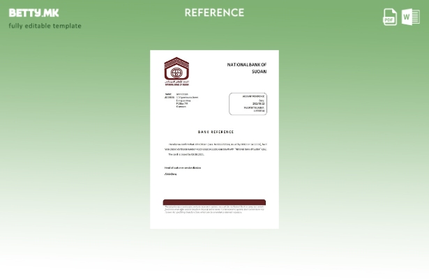 референтен шаблон за затворање модерен стил Судан Националната банка на Судан